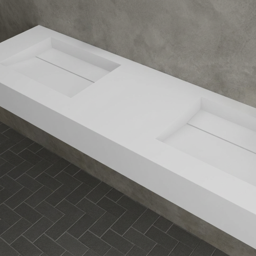 Double vasque sur mesure en Solid Surface – Modèle 3016