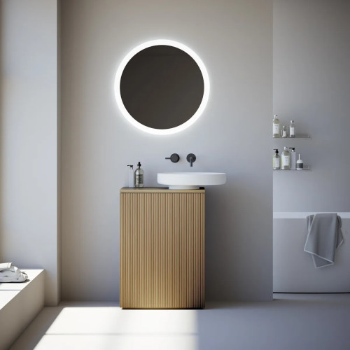 Meuble au Sol en Chêne + Lavabo à Poser | 3736