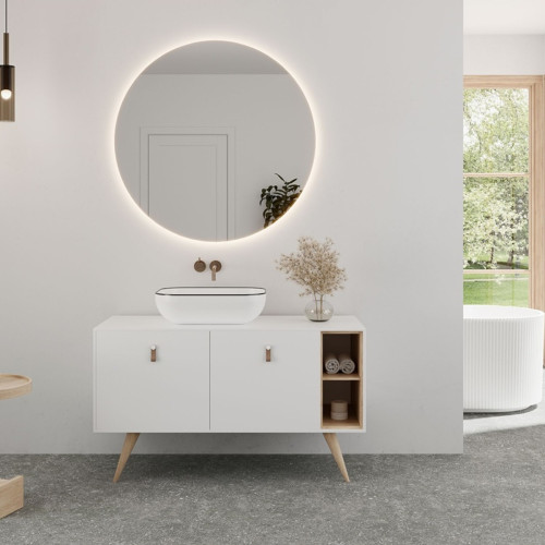 Meuble au sol + lavabo à poser | 2 tiroirs - 3908