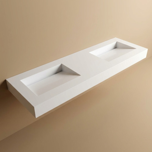 Double vasque intégrée sur mesure en Solid Surface – Modèle 3009