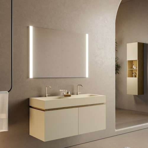 Ensemble meuble laqué et vasque en Hi-Macs® | 2 tiroirs - 3906