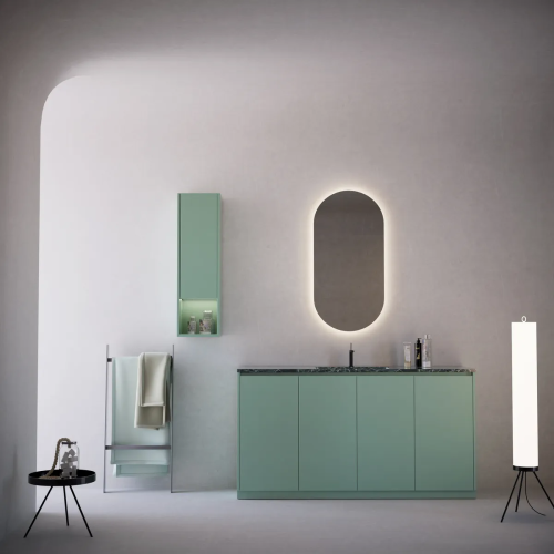 Neuble salle du  bain au Sol Laqué + Vasque en Verre | 3212