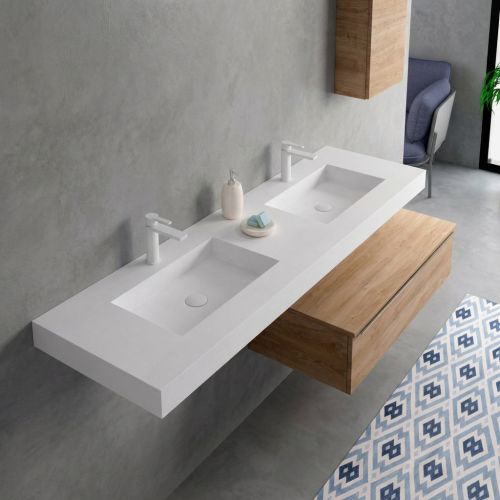 Double vasque sur mesure en Solid Surface – Modèle 3010