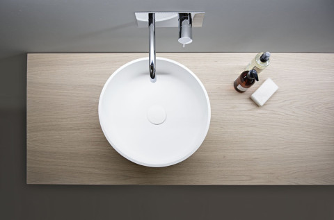 Meuble Suspendu en Wood Chêne Massif + Vasque à poser CORIAN® detail 3