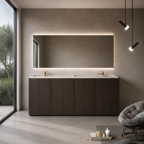 Meuble au sol en Chêne 4 Portes - Plan Vasque |3735