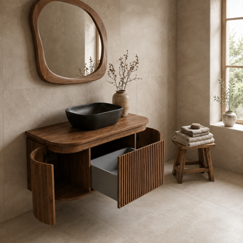Meuble  Suspendu Frêne Naturel | 1 Tiroir 2 Portes 3909