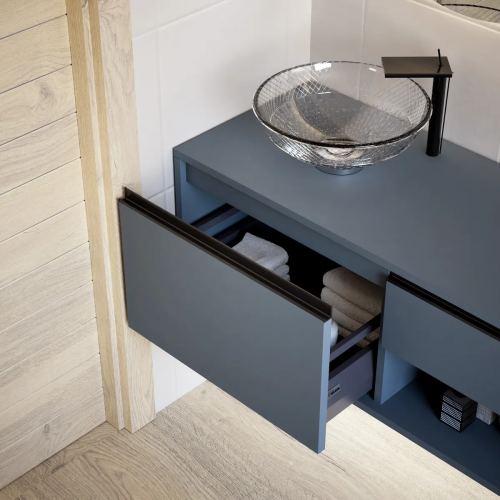 Meuble Suspendu en MDF Laqué + 2 Lavabos en Verre | 3211