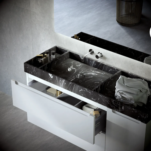  Plan Vasque MARBRE  + Meuble Suspendu en MDF | 3204