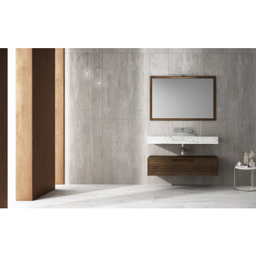Vasque en Marbre Authentique Carrara + Meuble Suspendu Wood en Chêne Massif - 1 Tiroir | 3214